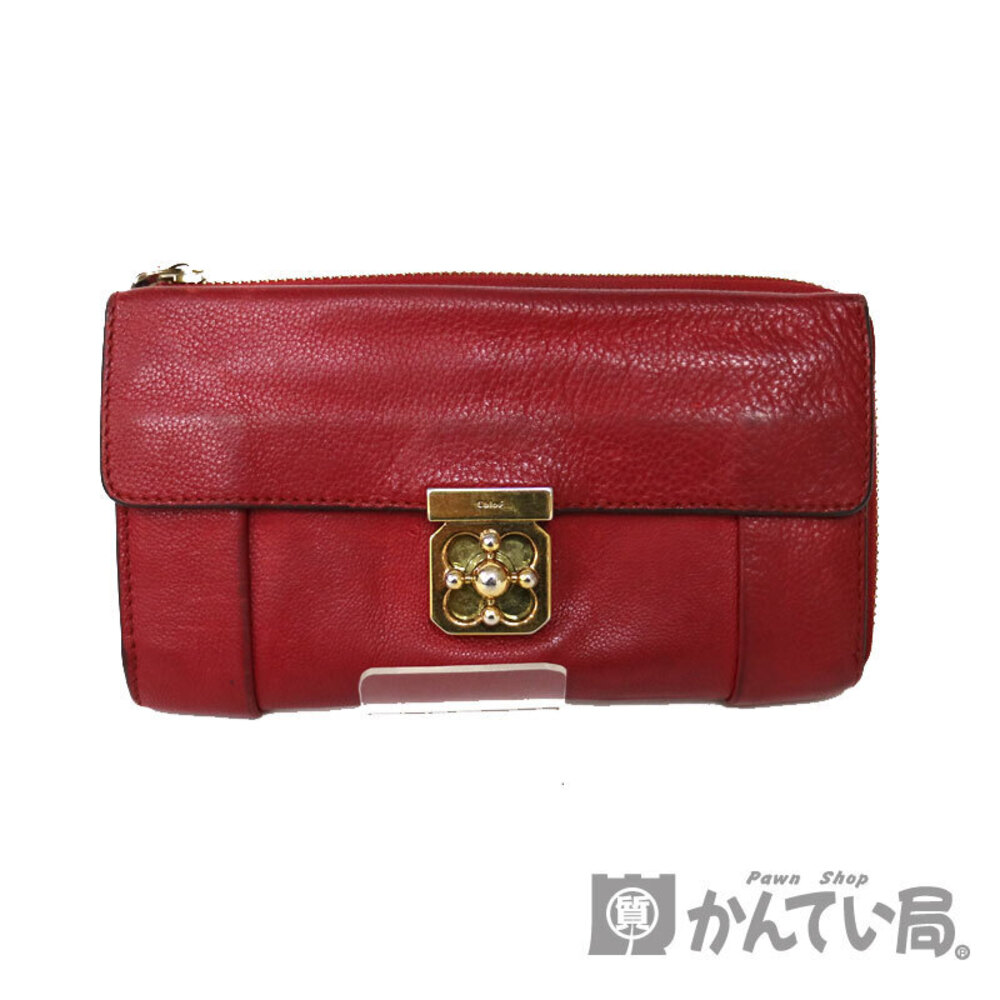 Chloe L zipper wallet bifold red leather